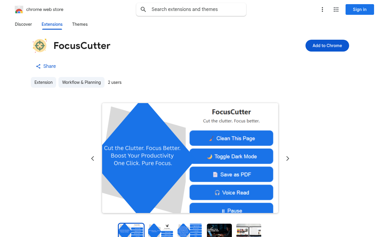 Screenshot of FocusCutter: The Ultimate Clean Web Reading Experience